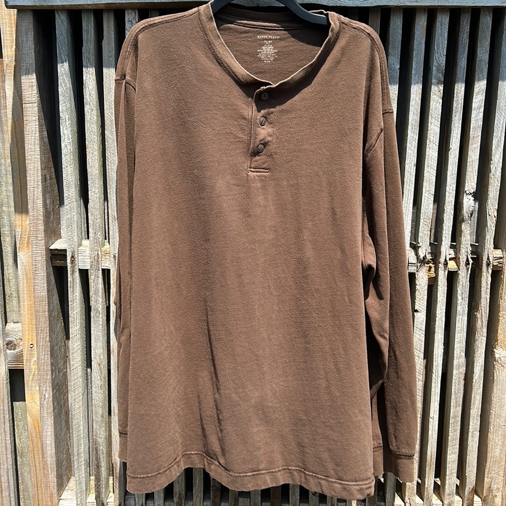 Men’s warm layer 3XLT long sleeve henley under bace classic three button shirt